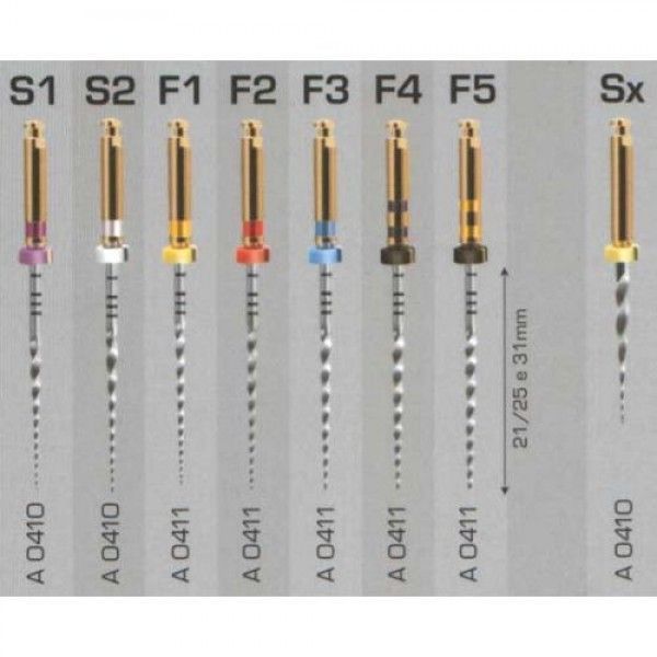 Ручные файлы ProTaper Hand 25мм ассорти (6шт) (Протейпер), ЕВРОФАЙЛ