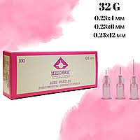 Игла для мезотерапии MESORAM стерильная 32G 0.23х6мм (100 шт в уп) 