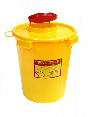 МК-01 ЁМКОСТЬ-КОНТЕЙНЕР для сбора колюще-режущих отходов, жёлтый, одноразовый, 6 л.
