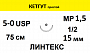КЕТГУТ шовный материал; USP 5/0; наить желтая, 75 см; игла колющая 1/2; Количество 25 шт. ЛИНТЕКС 15384