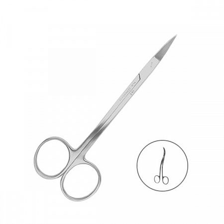 Ножницы хирургические двойной изгиб, зубч. поверхность, La Grange 13.5 см. 19-8  HLW