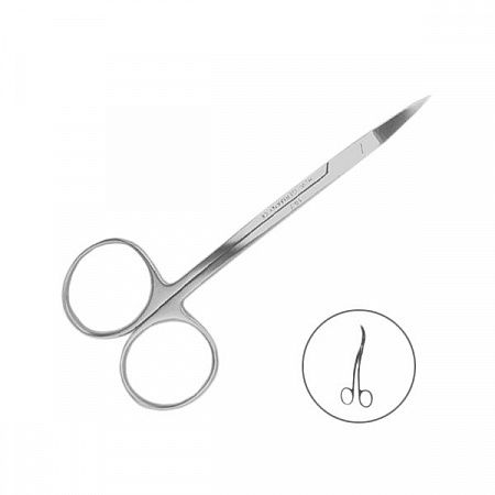 Ножницы хирургические двойной изгиб La Grange, 115 мм, зубчатые