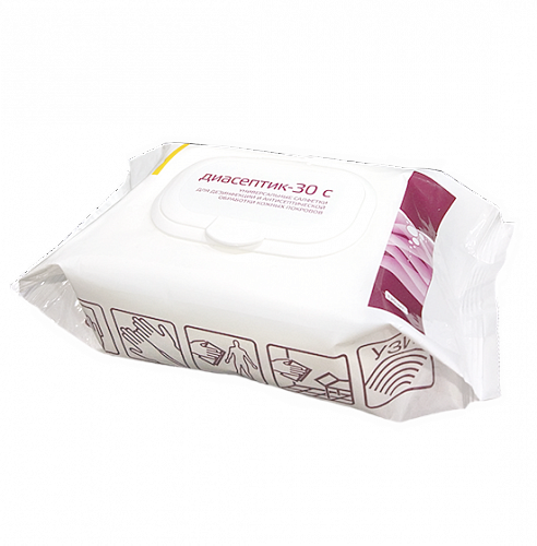 ДИАСЕПТИК-30 С салфетки дезинфицирующие в мягкой упаковке, 120 шт.