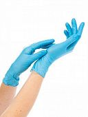 Перчатки нитриловые (L) нестр. неопуд. текстур.на пальцах, синие(50пар) Фабрик/Инстайл