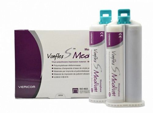 Слепочная масса А-силиконовая Vonflex S Medium Normal материал средней вязкости, 2 x 50 мл.