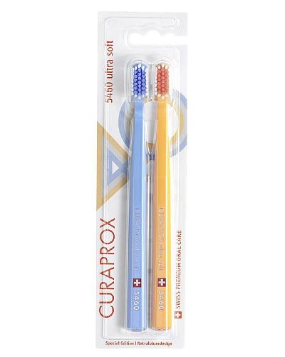 КУРАПРОКС набор щёток ULTRASOFT d 0,10, (2 шт) RETRO 1 (голубая, желтая)