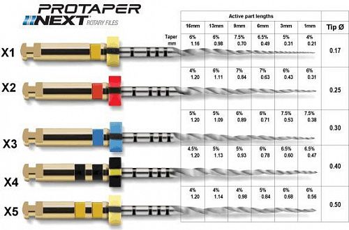 PROTAPER NEXT X2 (ПРО-ТЭЙПЕР НЕКСТ) машинные файлы X2 25мм., 3 шт.