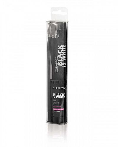 КУРАПРОКС зубная щетка Black is White CS5460 черная и миниверсия зубной пасты BIW