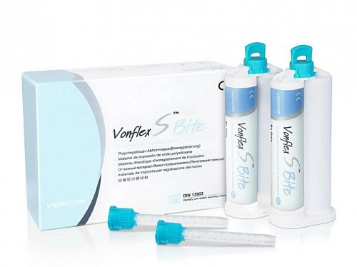 Слепочная масса А-силиконовая Vonflex S Bite Normal материал для регистрации прикуса, 2 x 50 мл.